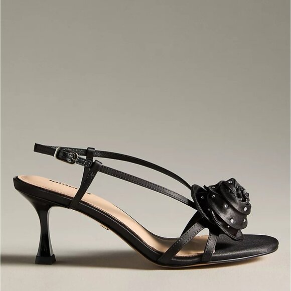 NIB Anthropologie Lola Cruz 3D Gem Flower Slingback Heels - Picture 2 of 6